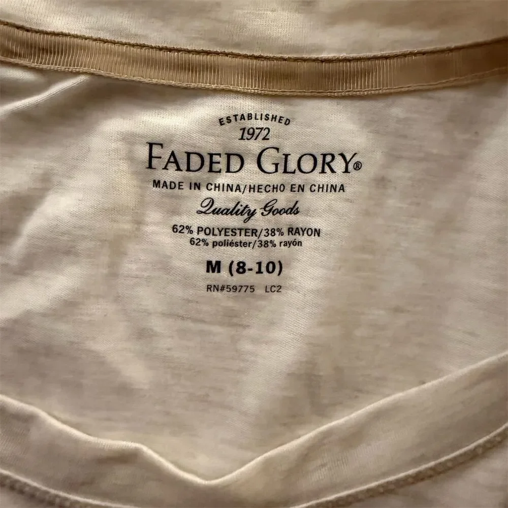 Faded Glory Women's M Beige Long Sleeve T-Shirt with Star Design - Picture 7 of 8